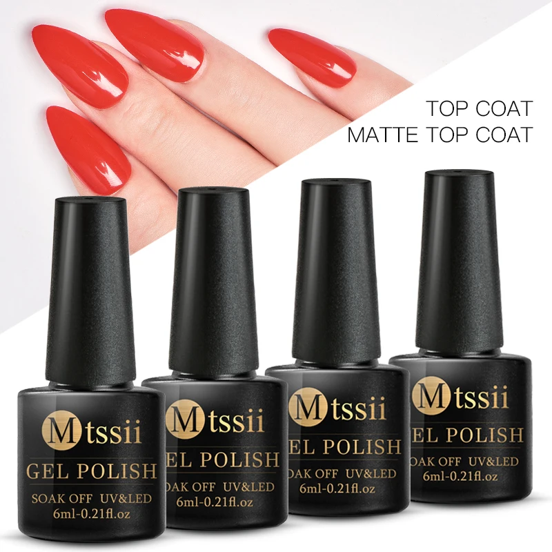 Mtssii 6ml Base Top Coat Gel Nail Polish UV Soak off Varnish Semi Permanent Nail Art Manicure Gel Varnish Matte Top Coat