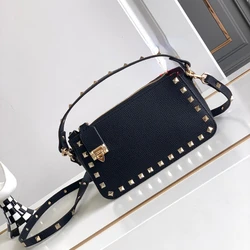 2024 Stud Rivet Designer Black Luxury Design Small Crossbody Bag Fashion Leather Shoulder Messenger Women Purses and Handbags