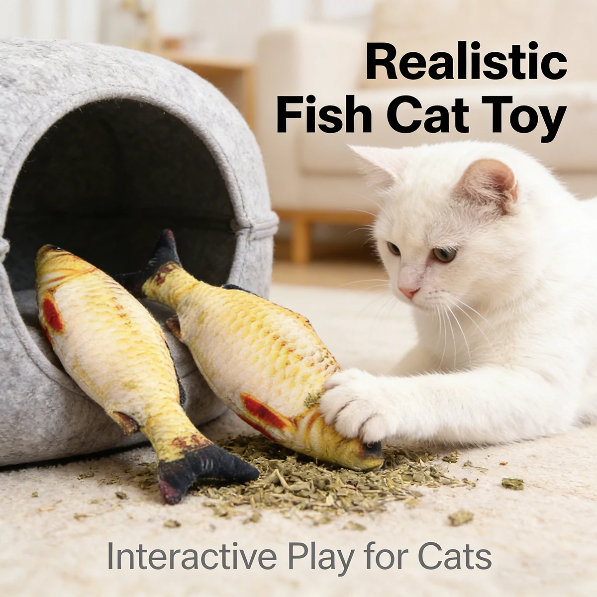 Random Fun Cat Sackcloth Fish Toy High With Catnip Fish Pet 