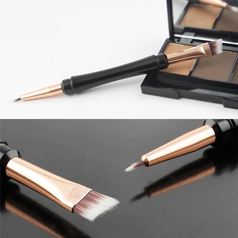 Mini Double-ended Makeup Brushes, Angled Brow Brush, Eyeshadow Brush, Eyeliner Brush, With Dust Cover.
