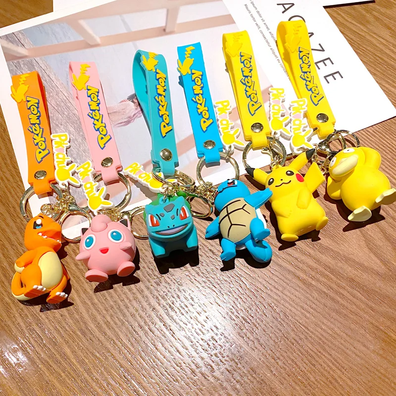 Pokemon Keychain batch Pendant Pokemon keyring Cute Pikachu Doll Bag Car Pendant for birthday Kids Gift Toys charm bulk gourd