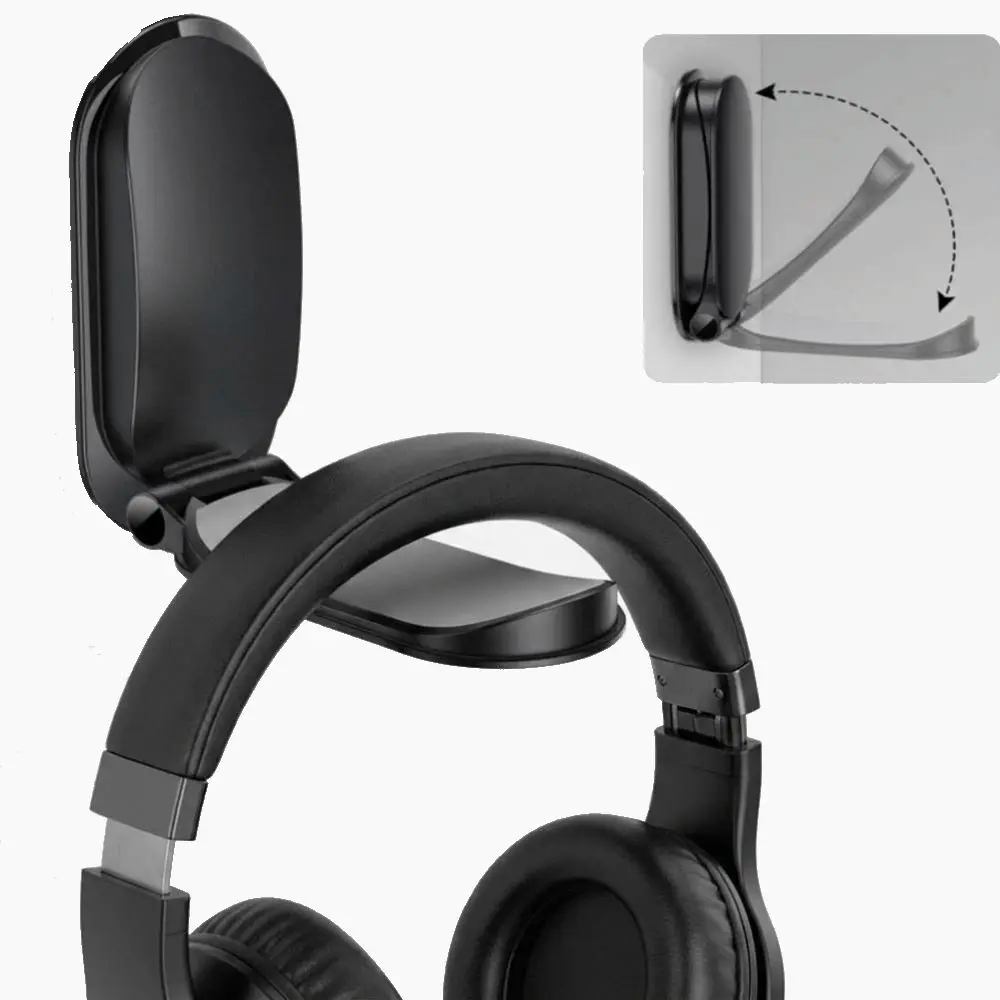 Magnetic Foldable Headphone Stand Adhesive Non-Slip Silicone Pad Hanging Headset Holder Wall Mount Universal