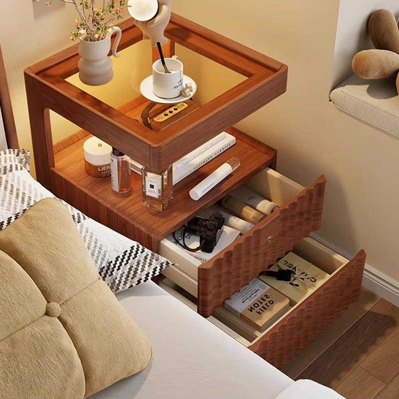 Comodino in legno di metà secolo Nordic salvaspazio stretto organizer comodino ad angolo patio giapponese Criado Mudo mobili per la casa