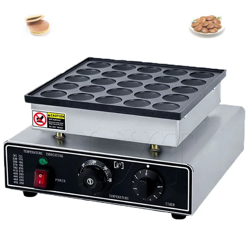 Mini pannenkoekenmaker 25 gaten, commerciële mini pannenkoekenmaker, antiaanbaklaag, Dorayaki maker, elektrische pannenkoekenbakker