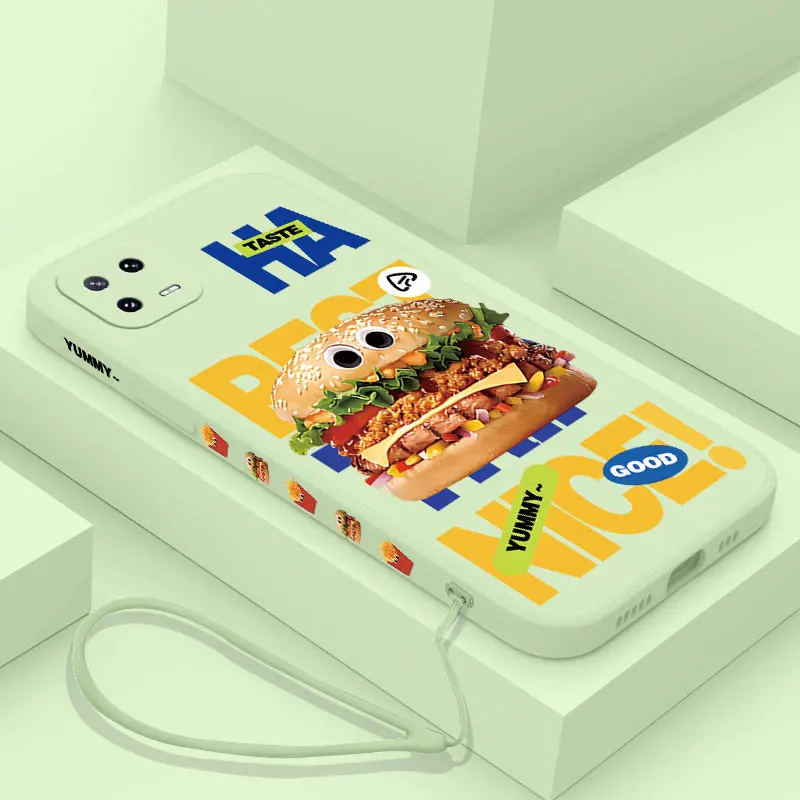 Fun Burgers Fries Phone Case For Xiaomi Mi 13 12 12T 12S 11 11T Ultra 10 10T 9 9T 9SE 8 Pro Lite 5G Liquid Silicone Cover