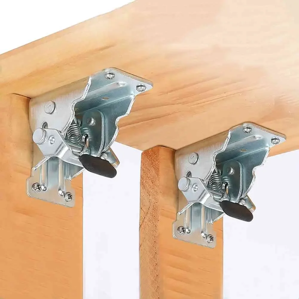 4PCS 90/180 Degree Fittings Chair Extension Furniture Brackets Self-Locking Folding Hinge Foldable Support Frame Table Leg