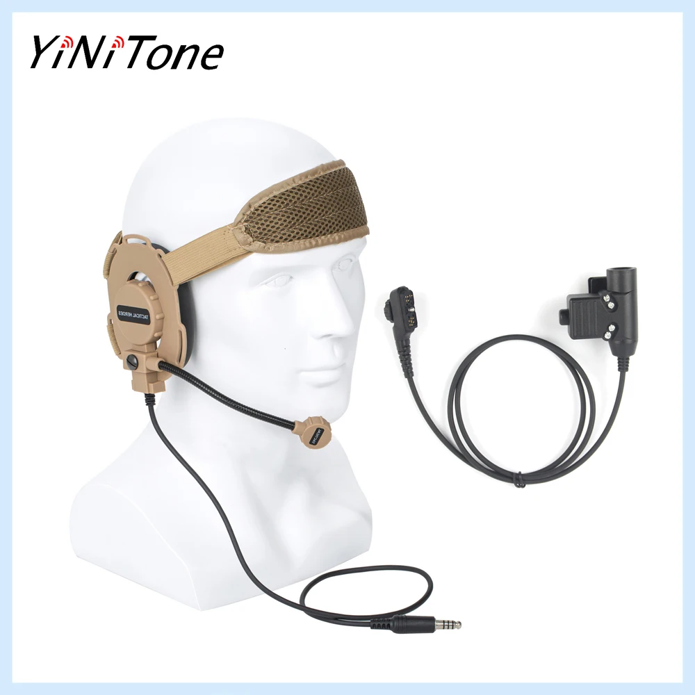 

Walkie Talkie 7.1mm Brown HD03 CS Bowman Elite II Earpiece Mic with U94 PTT for Hytera PD782 PD782G PD785