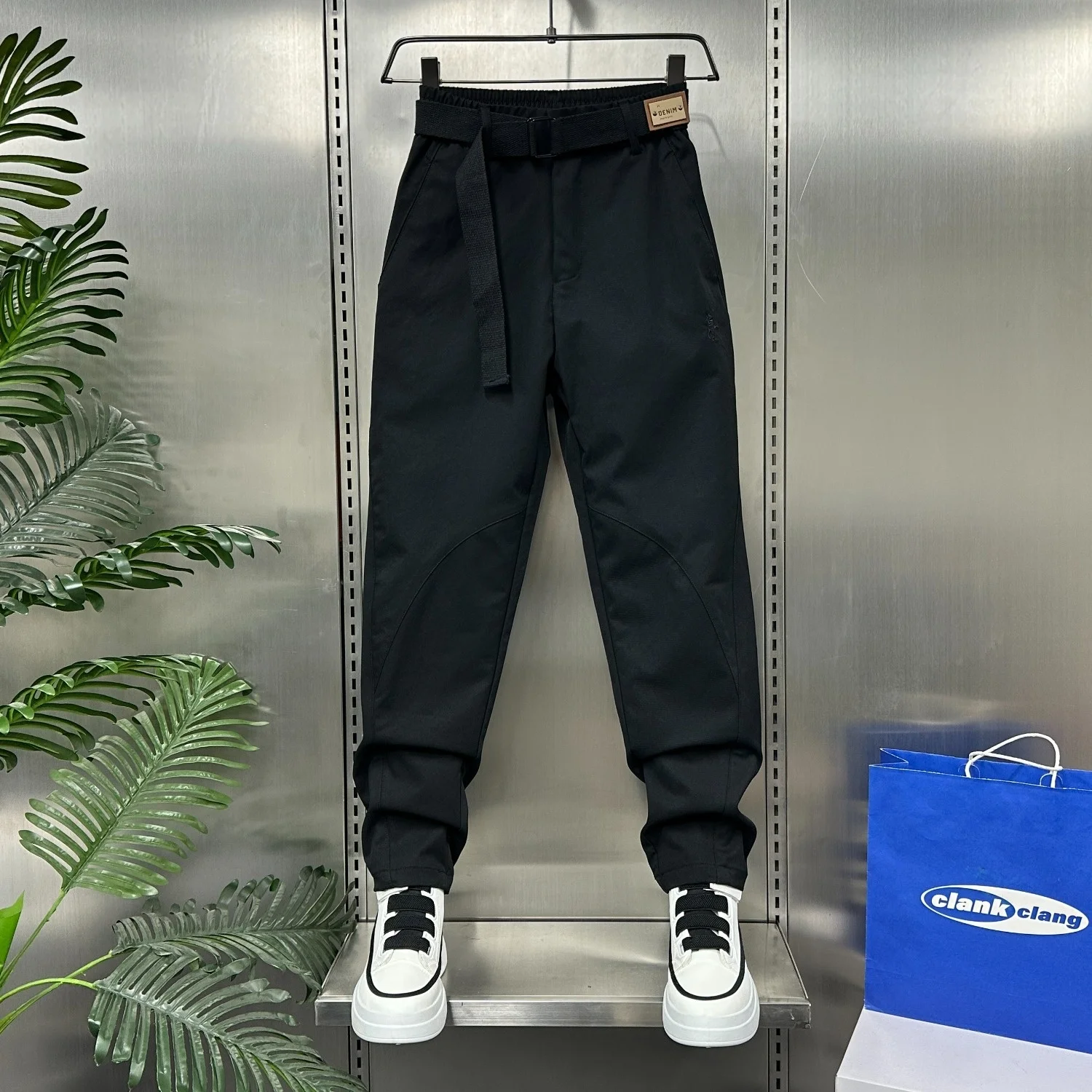 

Men's Autumn Winter Thiened Fce Lined Pure Color Casual Pants Loose Straight Leg Harlan Workwear Trousers Dad Jeans