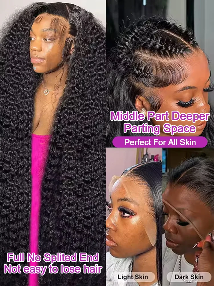 30 40 46 بوصة موجة المياه مجعد الدانتيل شعر مستعار أمامي 13x6 HD موجة عميقة الدانتيل الباروكة الأمامية غلويليس خصلات الشعر المستعار الإنسان للنساء 300% الكثافة #3