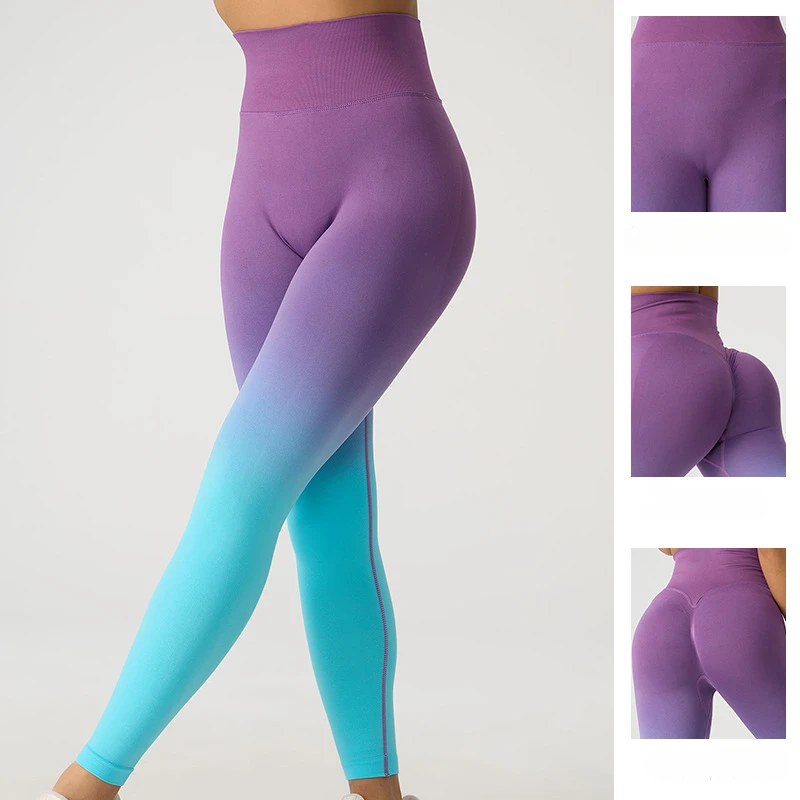 

Seamless Leggings Yoga Pants Women Push Up Sports Fitness Jogging Gradient High Waist Gym Workout Scrunch Butt Running