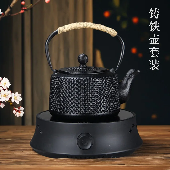 DSA Home Kettle, Tea Pot, Household Stove Tea Brewing Stove, Cast Iron Warm Tea Stove Set Gift