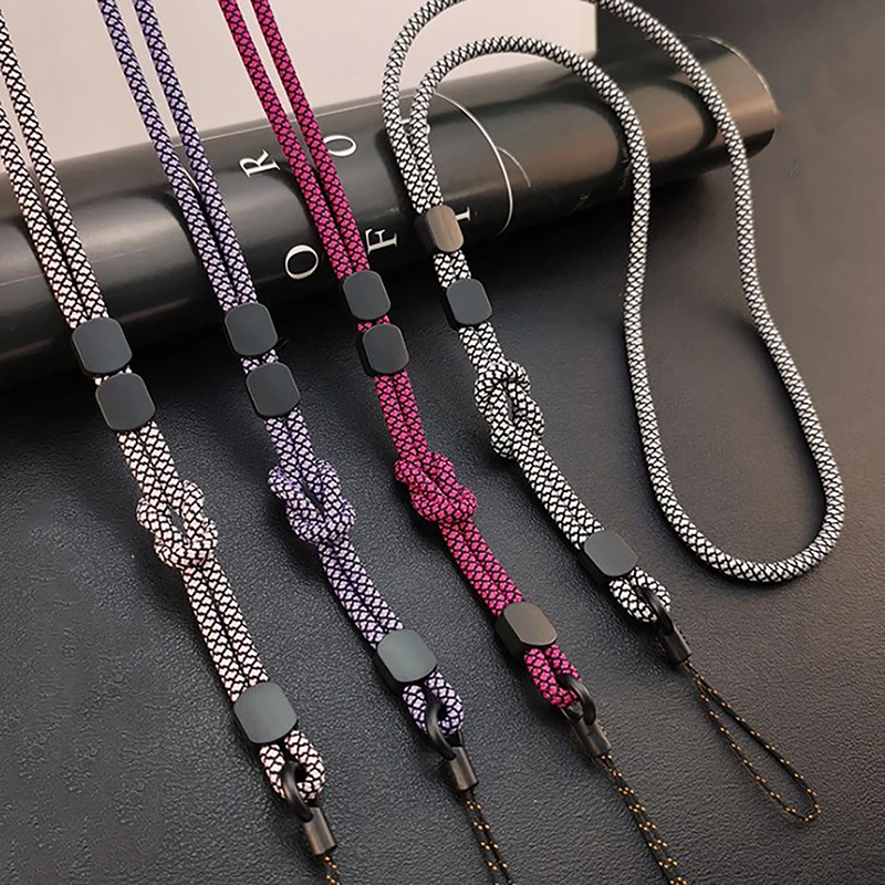 Mobile Phone Lanyard 53cm Length Adjustable Dual-use Lanyard Phone Anti-lost Pendant Long Neck Hanging Chain Hand-woven