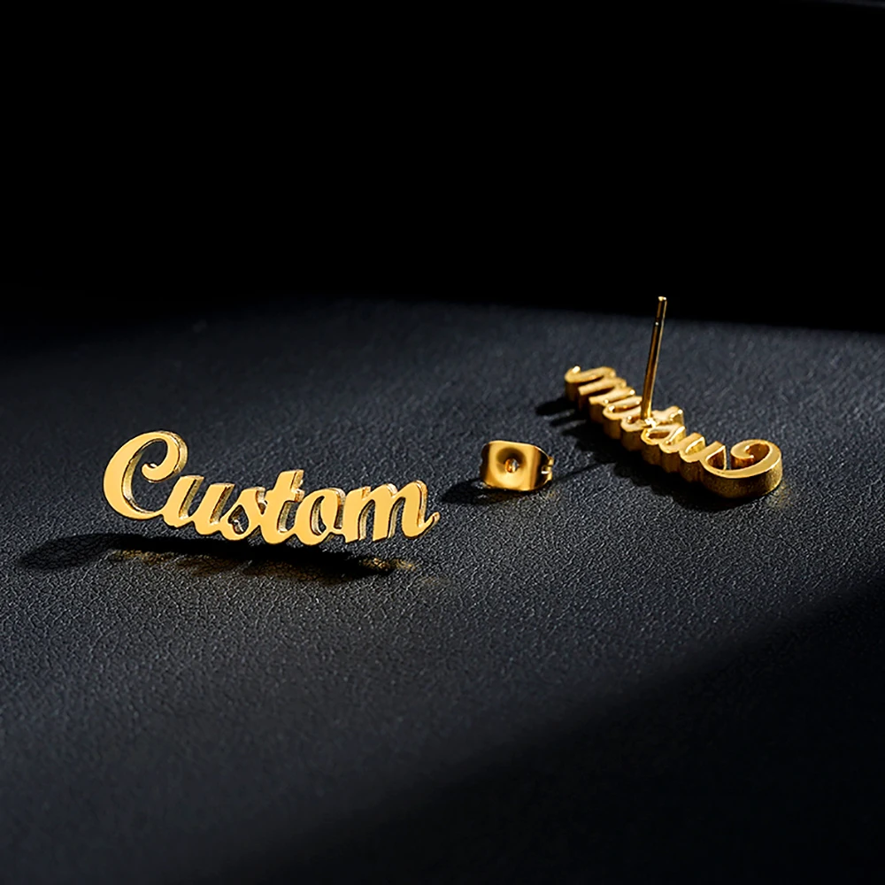Custom Name Punk Stud Earrings Image 2