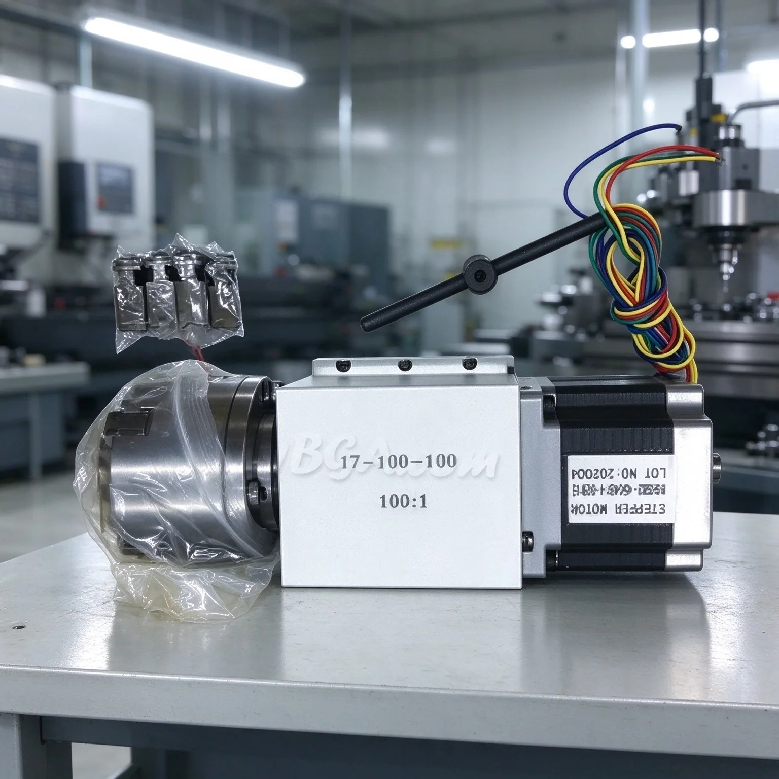 LY CNC 4th Axis 100mm Chuck 3 Jaw / 4 Jaw NEMA 34 86mm Motor Reduction Ratio 100:1 Reducer CNC Indexing Head for CNC Engraver
