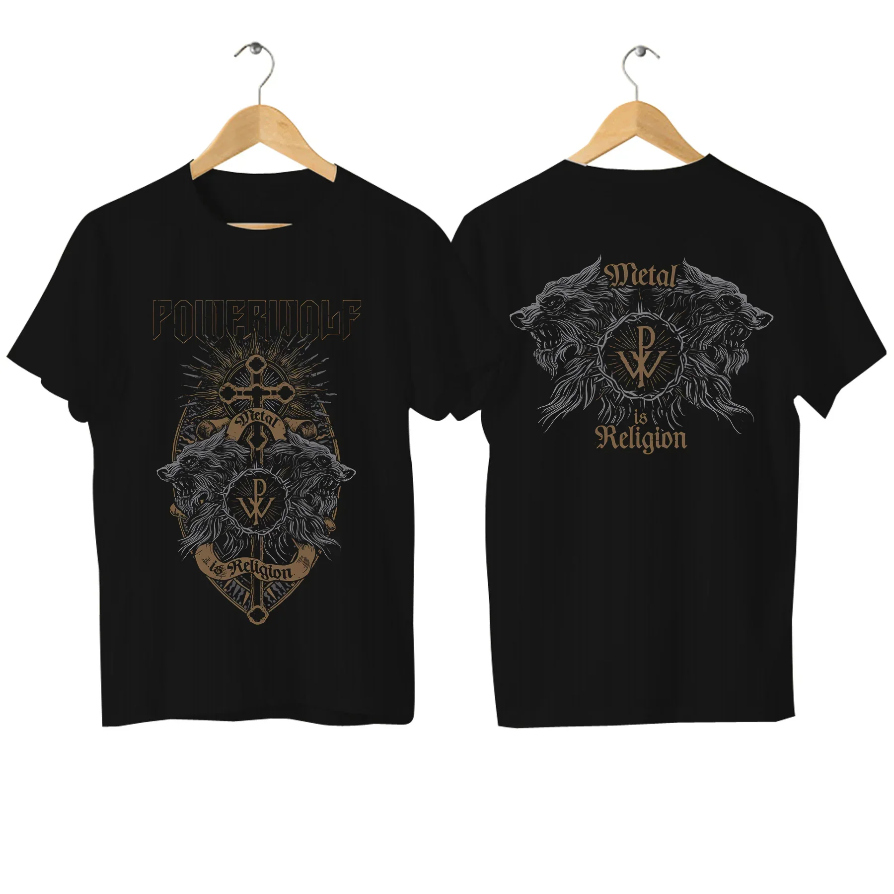 Men\'s Powerwolf Print T-Shirt Casual \