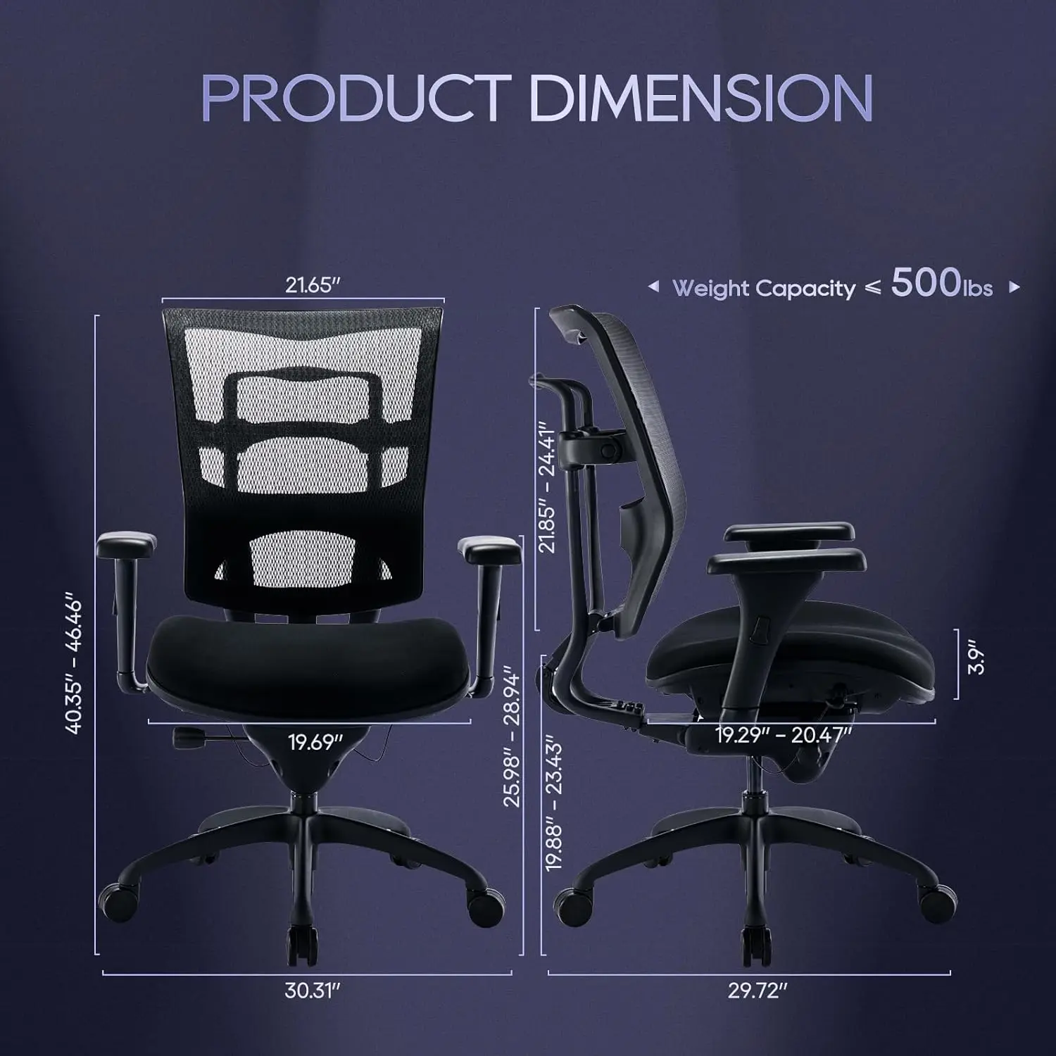 Big and Tall Office Chair 450lbs with Wide Seat, Heavy Duty Ergonomic Mesh Chair,Large Computer Executive Desk Wide Office Chair