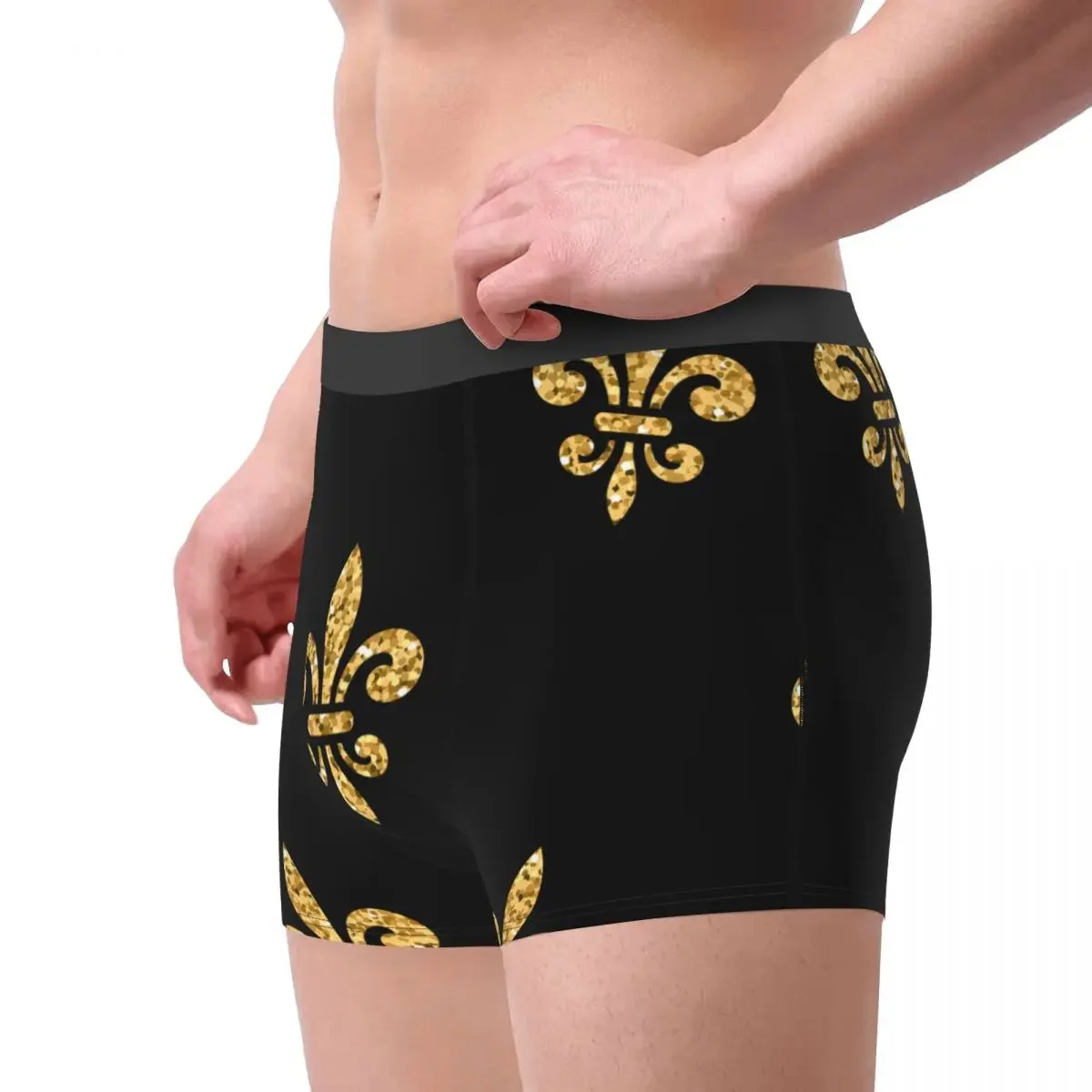 Men's Panties Golden Fleur De Lis Pattern Male Underpants Man Short Boxer Underwear