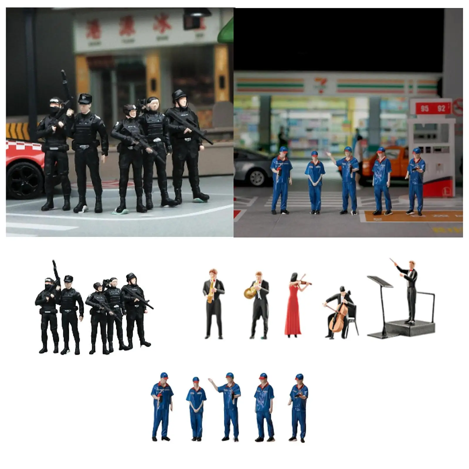

5x 1/64 Miniature Scenes Sand Table Layout Props Painted Collection Decoration Outdoor Tiny Model Resin Figure Model Dioramas
