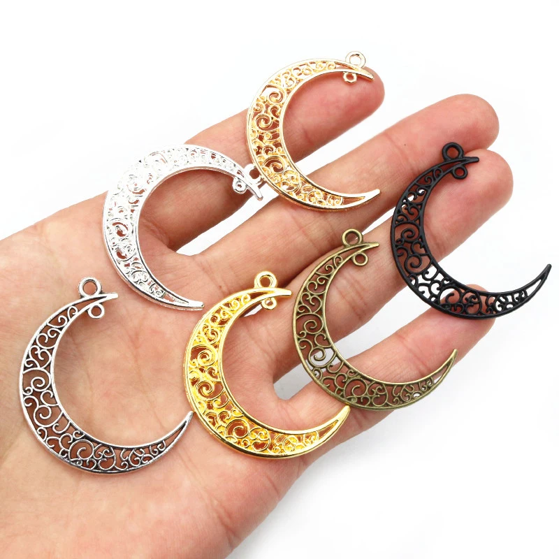 10pcs 41x30mm 7 Colors Plated  Moon Style Handmade Charms Pendant:DIY for bracelet necklace