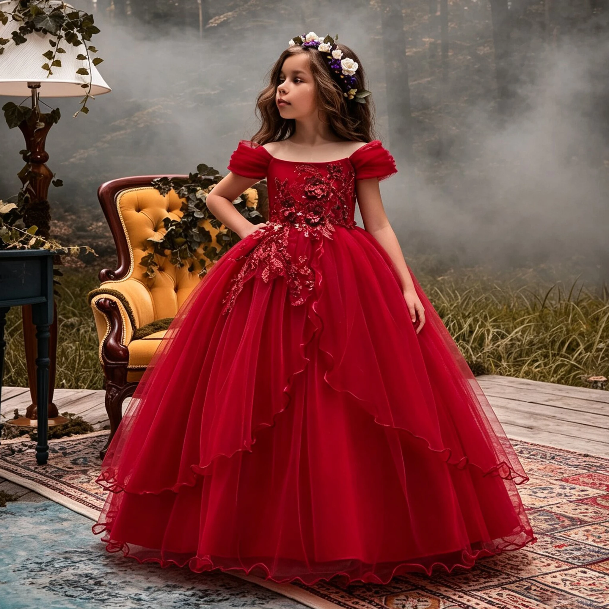 Elegante Brautjungfern Party Mädchen Kleid Weihnachtskostüme Schleife Geburtstag Hochzeit Prinzessin Kleider für Mädchen Blumen Abschlussball Abendkleid