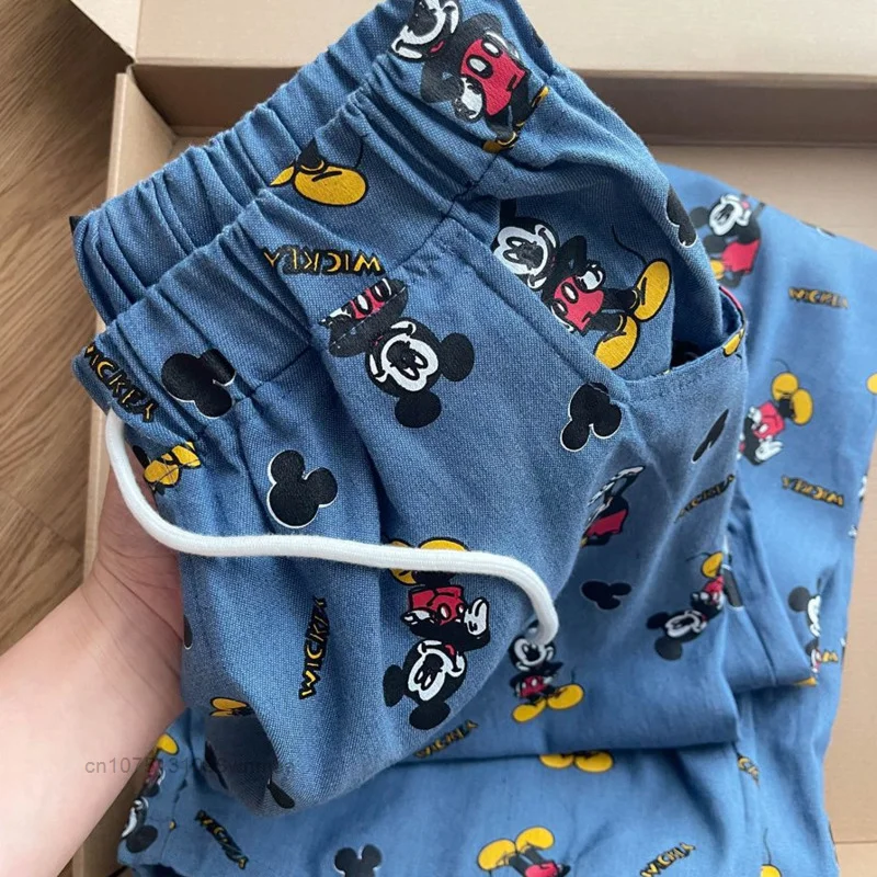 Disney Korean Cartoon Mickey Sleeping Pants Women\'s Casual Pants Summer New Loose Oversize Homewear Casual Walking Trousers