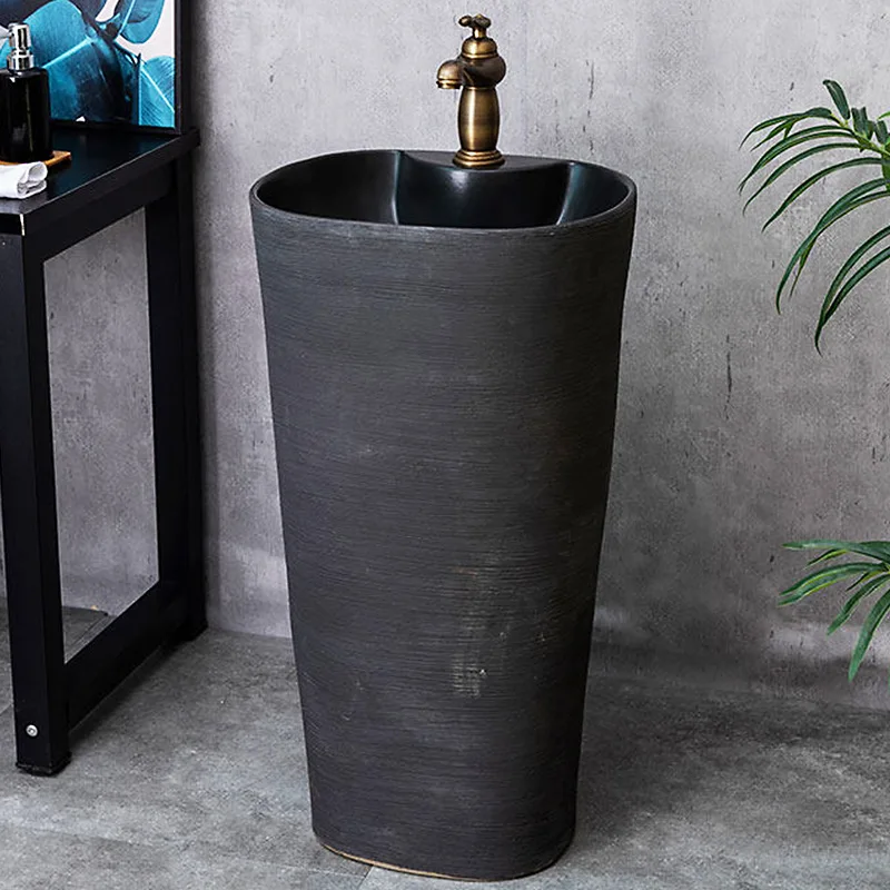 

Column basin Floor-to-ceiling integrated ceramic outdoor retro balcony washbasin Household column-type washbasin