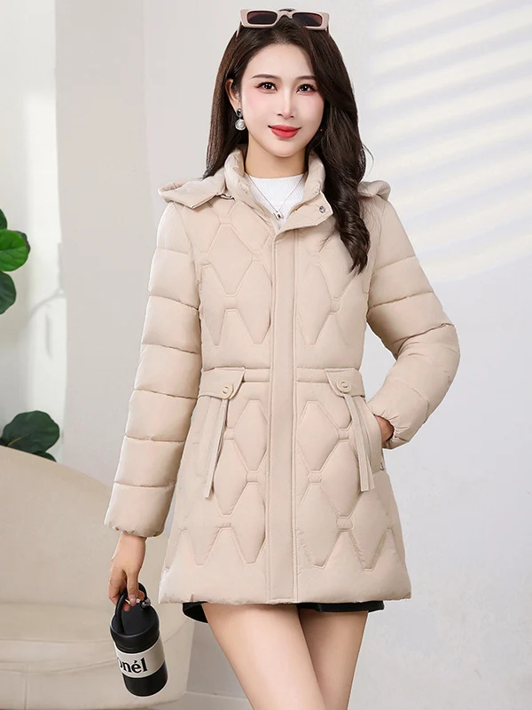 Hiver nouveau Faion Thiened coton Jaet femmes longueur moyenne minceur Sli chaleur âge-défaudage coton manteau coréen Sle