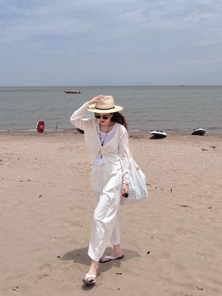 

LADYC Summer ential Ice Cool Loose Comfortable Slimming Color Open Cardigan Outerwear Women's Korean Sle Knitted T...