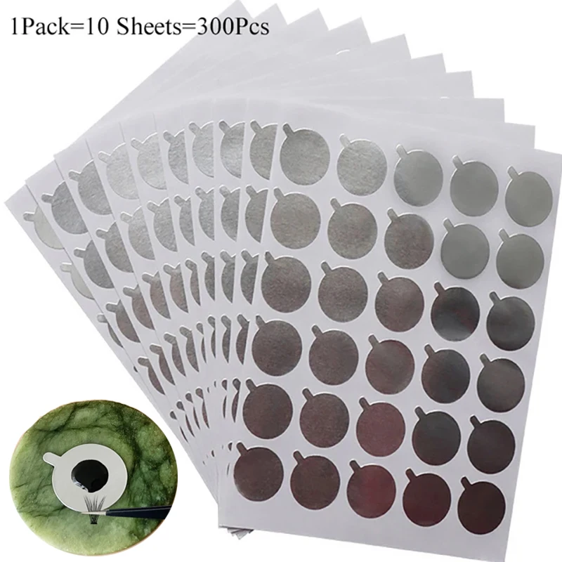 300pcs Eyelash Extension Glue Sticker Shim Paper Pads and 1PCS Round Jade Stone Holder Pallet  Set Lash Extention Accessories