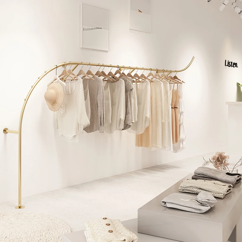 

Modern industrial pipeline simple floor-to-ceiling clothing rack clothing store combination wall-mounted display rack