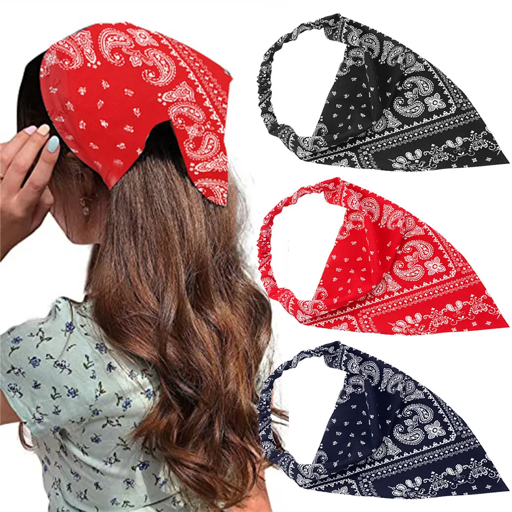 Floral Print Kerchief Head Bandana Elastic Hair Band Hair Scarf for Women Women Headbands Head Scarf