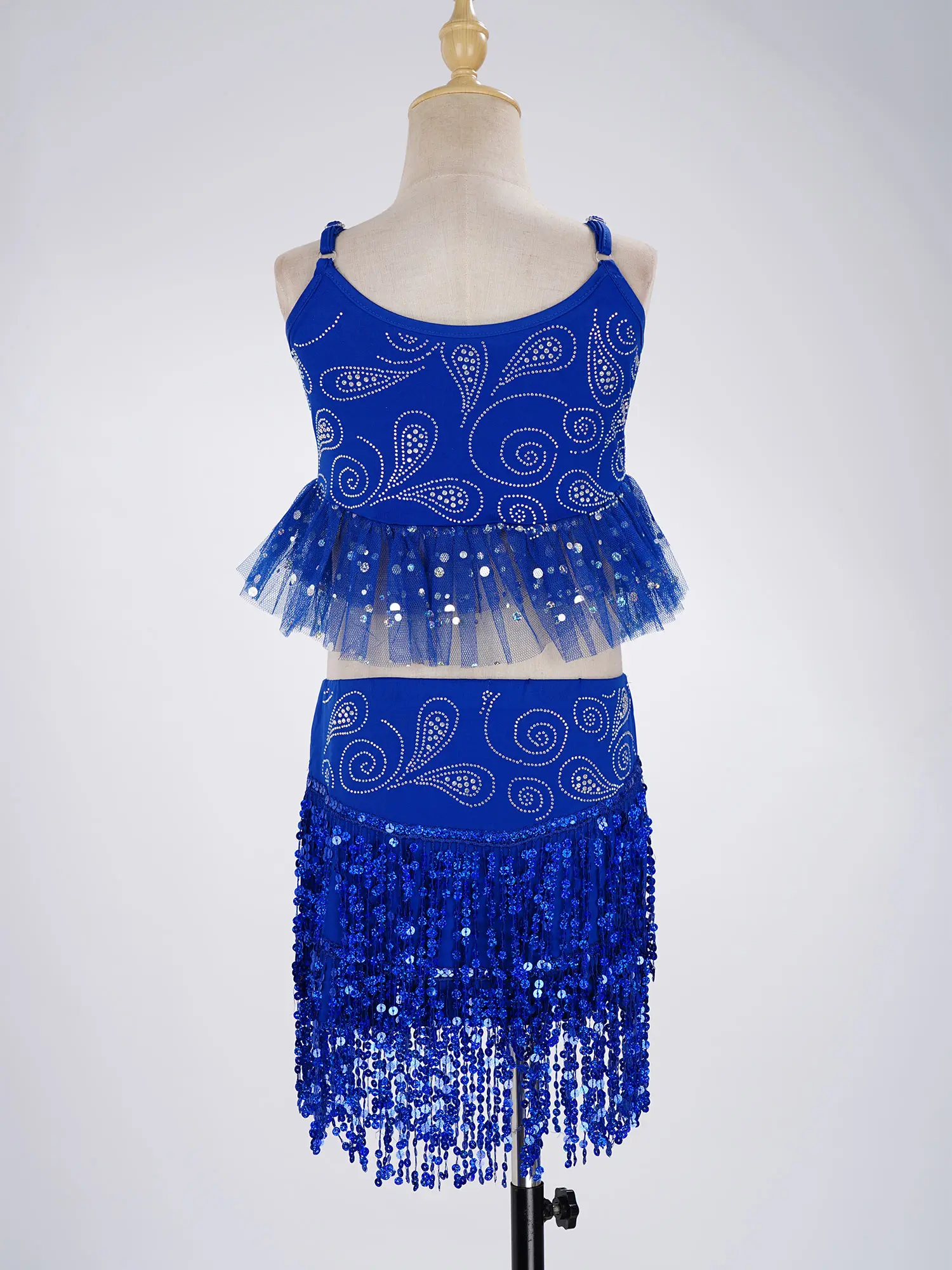Girls Fringed Latin Dance Outfit Children Tassels Salsa Chacha CostumeDancewear Ballroom Dancing Tango Rumba Performance Dress view 6