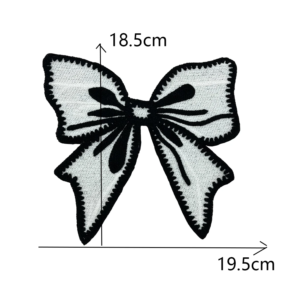 fashion Large Bow Tie Embroidery Patches for Clothing Sew on Clothes T-shirt Appliques Badge Stripe Sticker Accessories