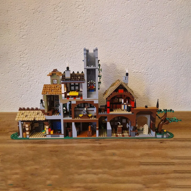 MOC 中世建築マーケットストリートモジュラークリエイティブストリートシーンモデルアセンブリビルディングブロックおもちゃホリデーギフト