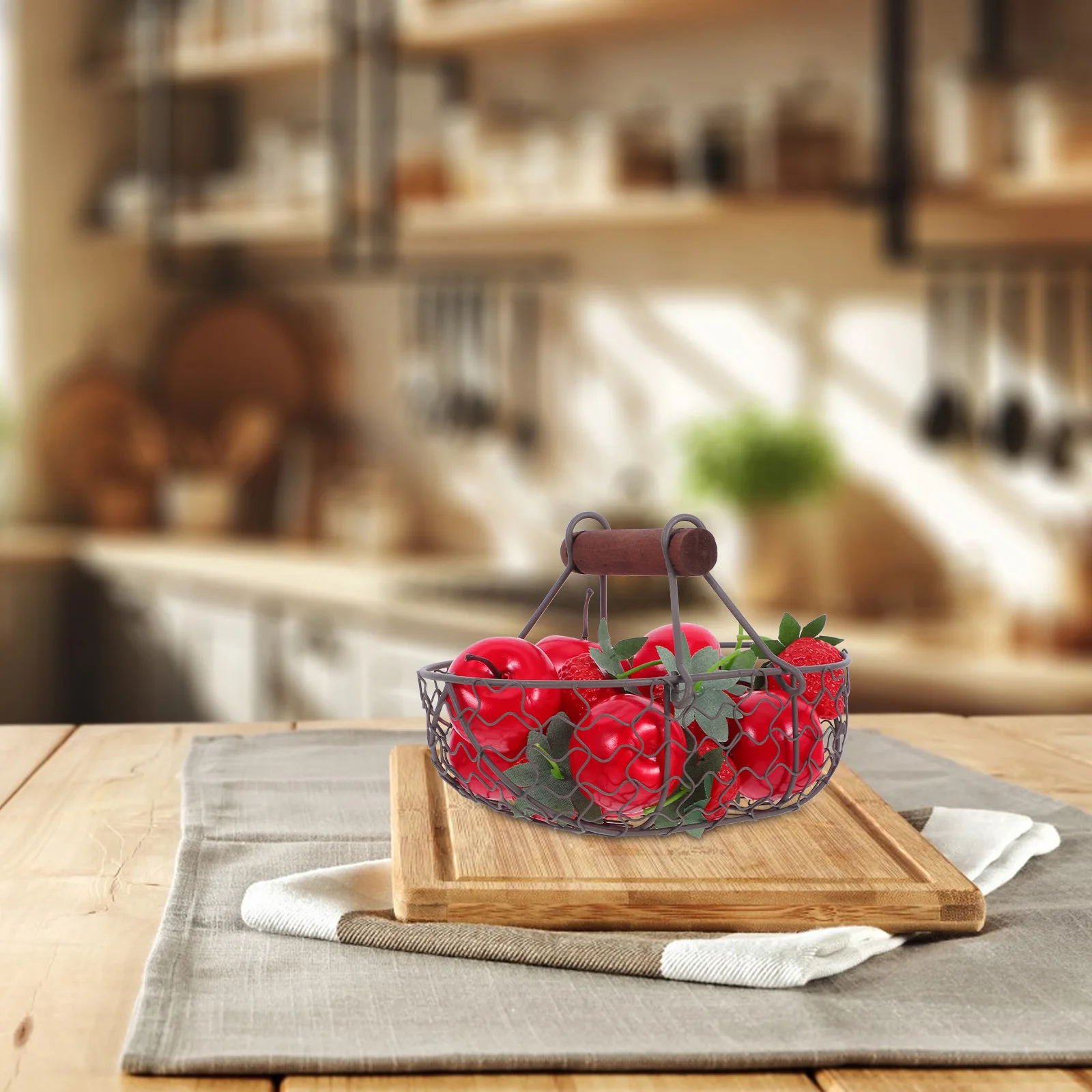 

Storage Basket Retro Iron Art Kitchen Organizer Vintage Fruit Holder Multiuse Home Decor Egg Container Rack