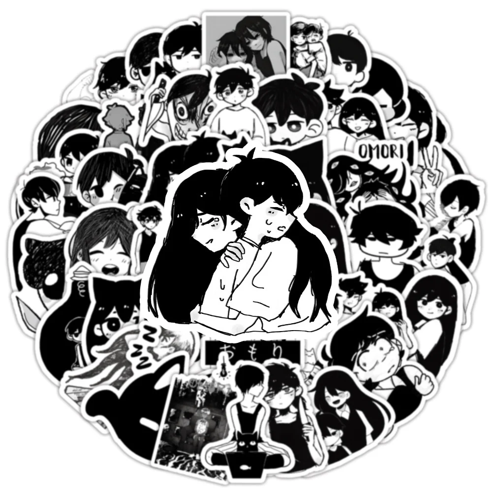 10/30/50pcs Black White Game Omori Graffiti Stickers Decals DIY Skateboard Laptop Motorcycle Luggage Car Bike Waterproof Sticker