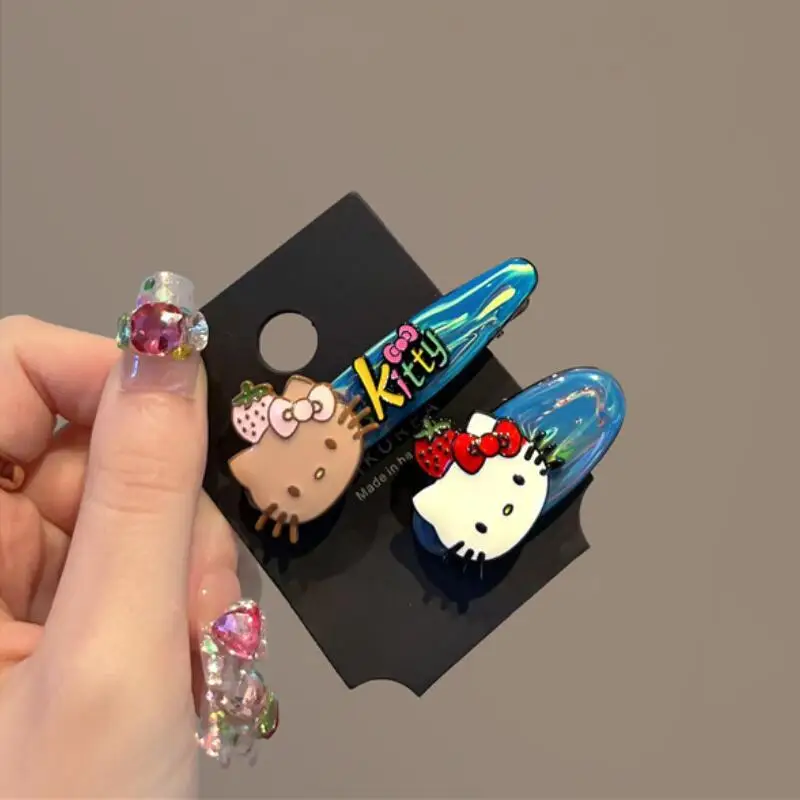 موضة جديدة HelloKitty الأزرق النفط اللوحة مشبك شعر Kawaii سانريو فتاة دبوس الشعر القطن دمية الحيوانات الأليفة تصفيفة الشعر DIY بها بنفسك مشبك تزيين هدية #2