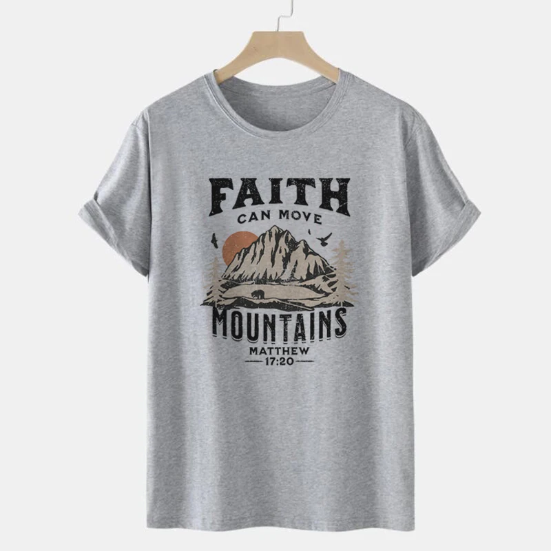 Matthew 17:20 Bible Verse Graphic Tees Women Vintage Boho Religious Christian T-Shirts Retro Aesthetic Jesus Tshirts Faith Tops