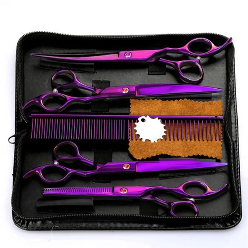 4Pcs/Set Professional Salon Barber Scissors Hairdressing Shears Haircut Tool Kit with Comb for Pet Grooming Hair Styling 7.0