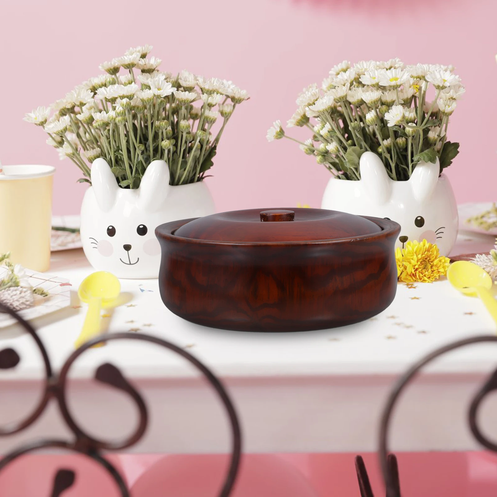 

Деревянная миска для фруктов 15-16x7,2 см, коробка для закусок кофейного тона с крышкой, легко чистящийся поднос для десерта, домашняя кухня, хранение, легкий эко