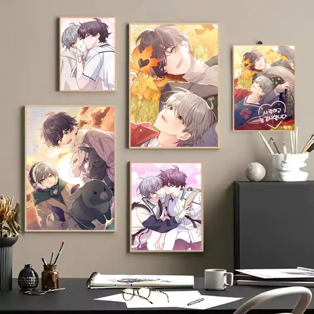 BL Manga M-Merry Marbling Poster Poster Painting Wall Art for Living Room Home Gifts Decor Mural
