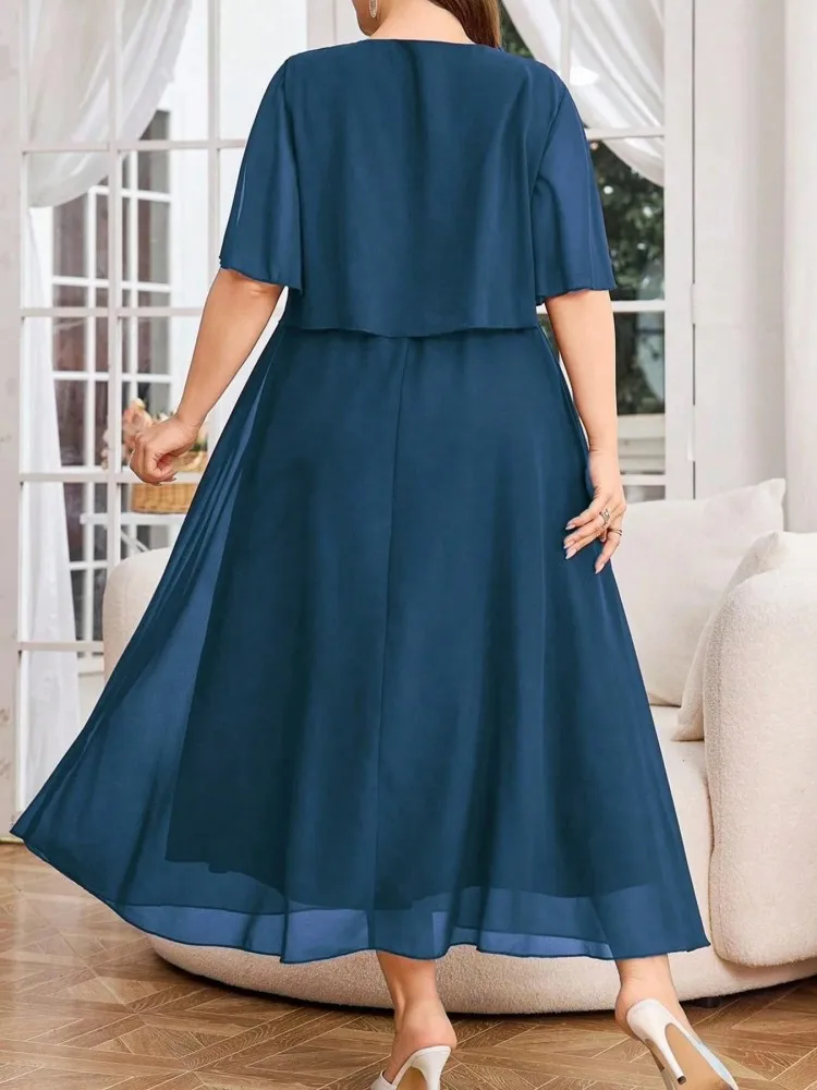 ชุดเดรสไซส์ใหญ่ XL-5XL สำหรับผู้หญิง สไตล์ลำลอง สตรีทแฟชั่น ฤดูใบไม้ผลิ ฤดูร้อน ปี 2026 ไซส์ 3XL 4XL ชุดเดรสยาวปานกลาง ไซส์ใหญ่พิเศษ