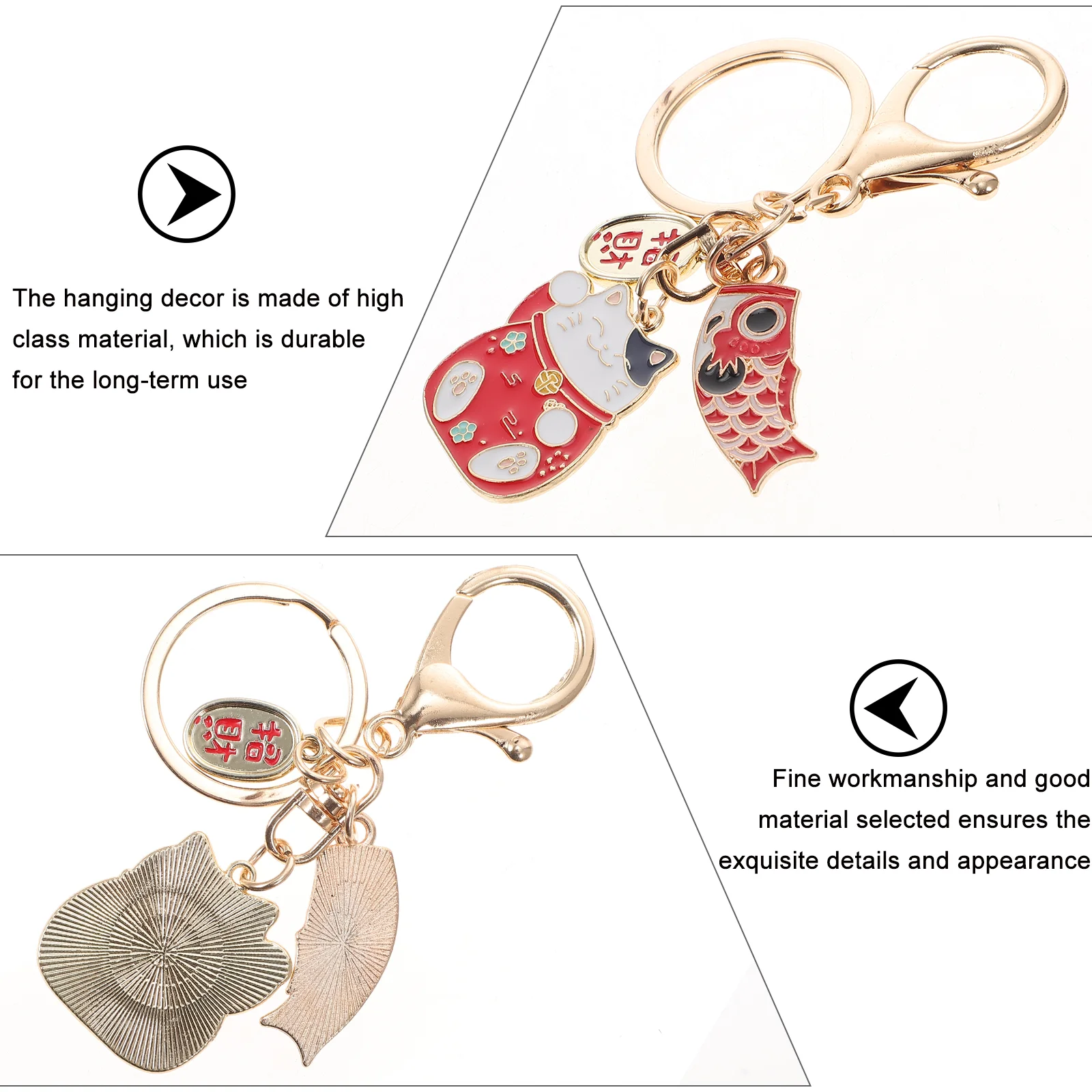 2 Pcs Toys Key Ring Alloy Decor Bag Decoration Red Pendant New Year Themed Keychain Cartoon Dad