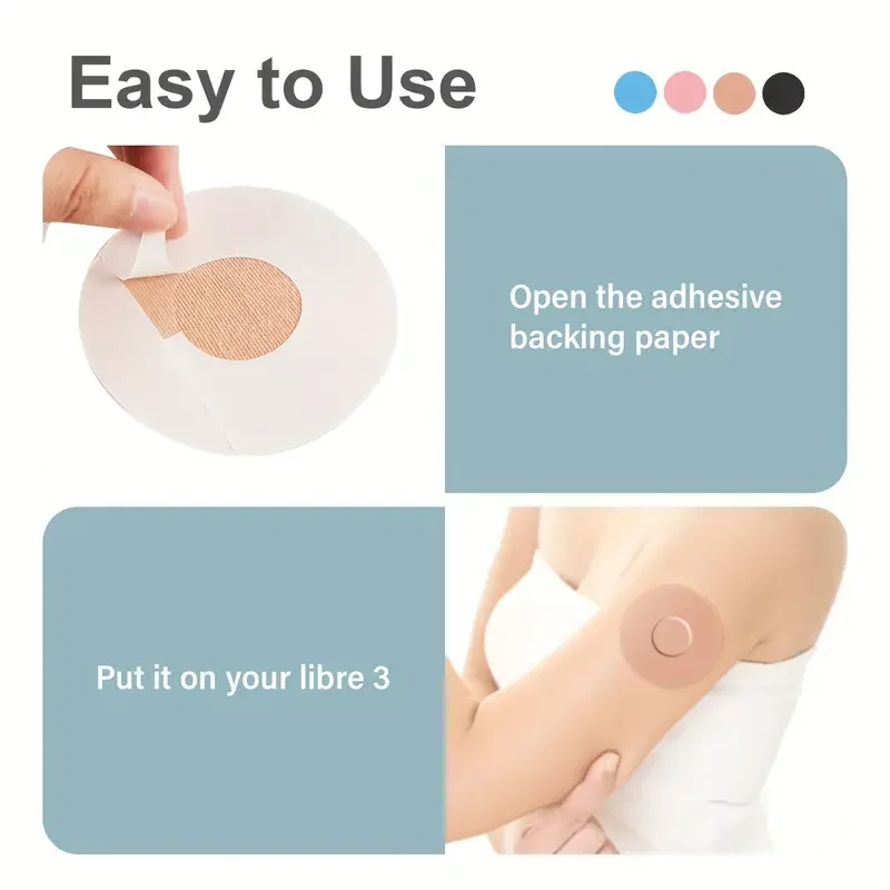 10pcs Waterproof Adhesive Patches For Freestyle Libre 2/3 Precut Sensor Covers, Flesh Flexible CGM Patches Without G