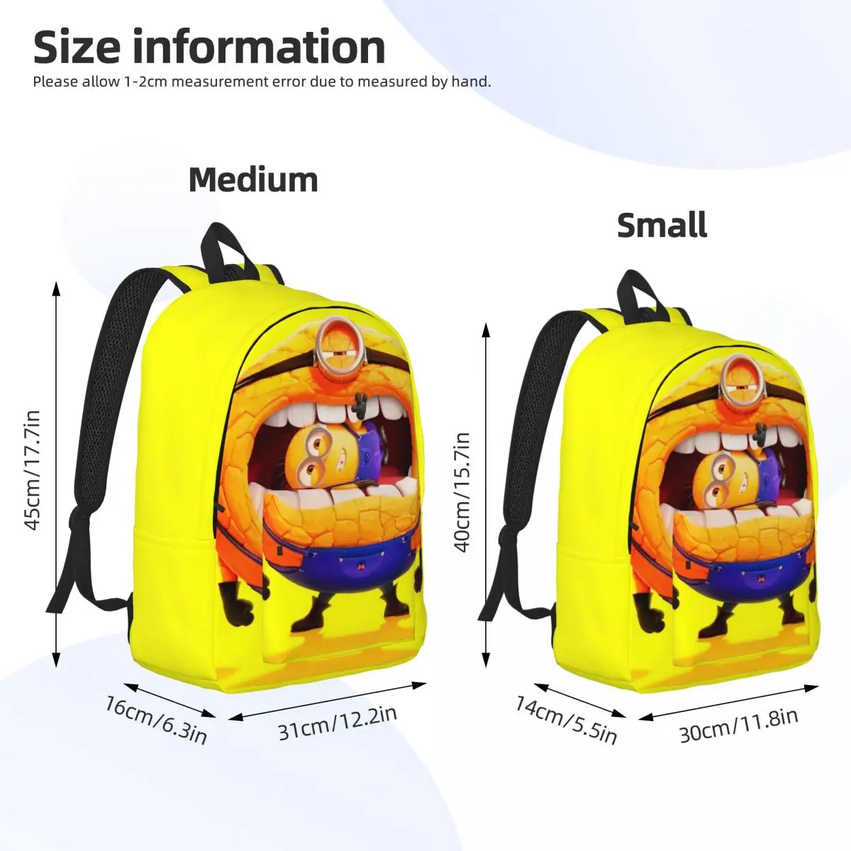 Mega Mochila Minions bonito para crianças, mochila escolar estudantil, mochila de lona, pré-escolar, presente para menino e menina