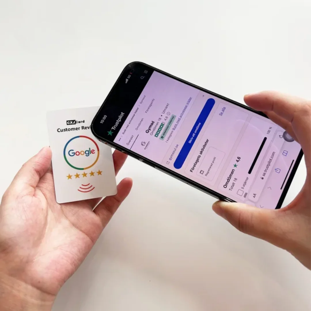 Custom NFC PVC Stand Social Media Review Bank Restaurant Store NFC Tap Card Display Stand