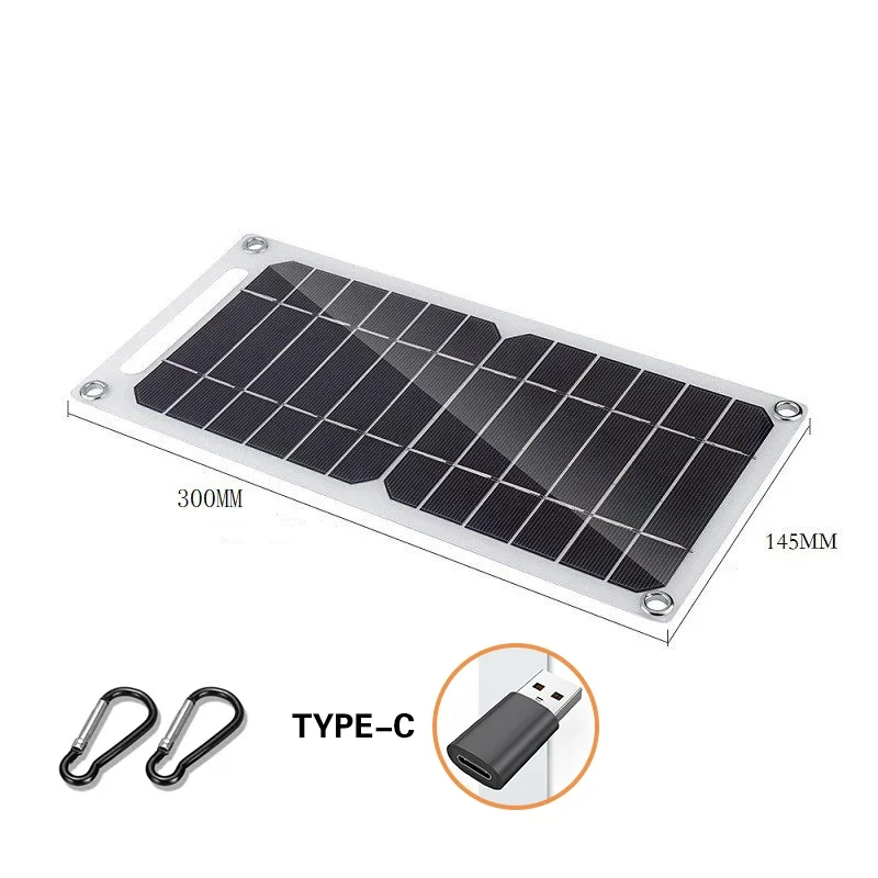 30W Solar Panel With Waterproof Outdoor Hiking And Camping Portable Battery Mobile Phone Charging Bank Charging Panel 6.8V USB