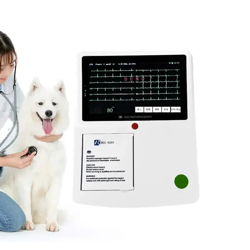 

2025Veterinary monitoring 3 channels e-cg machine portable touch screen vet pet ekg electrocardiogram