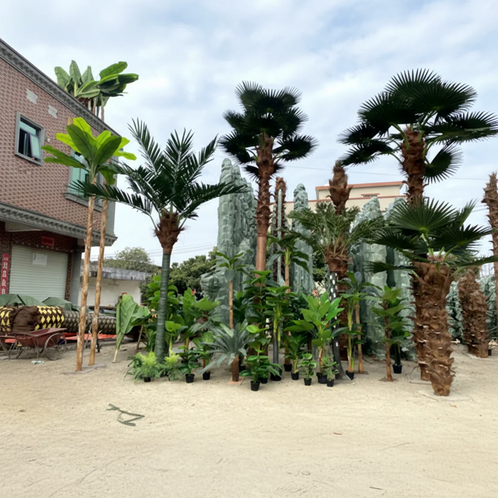 #￥Jumei Large-Scale Outdoor Eco-friendly Plastic Artificial Plant Green Tree Sunflower Banana Tree 3-12m Long-Lasting Home Hotel