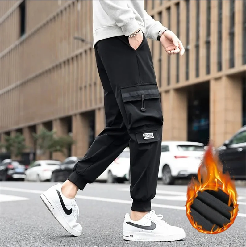 Thickened and flannel autumn pants with mid waist  autumn and winter leggings  warm and comfortable cotton and woolen pants for